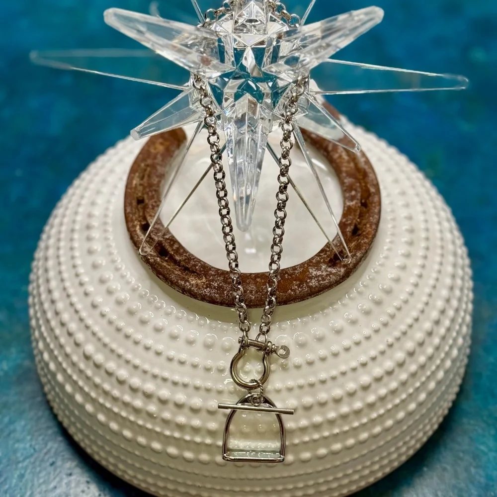 Modern equestrian mixed metal necklace - Picture 3 of 4